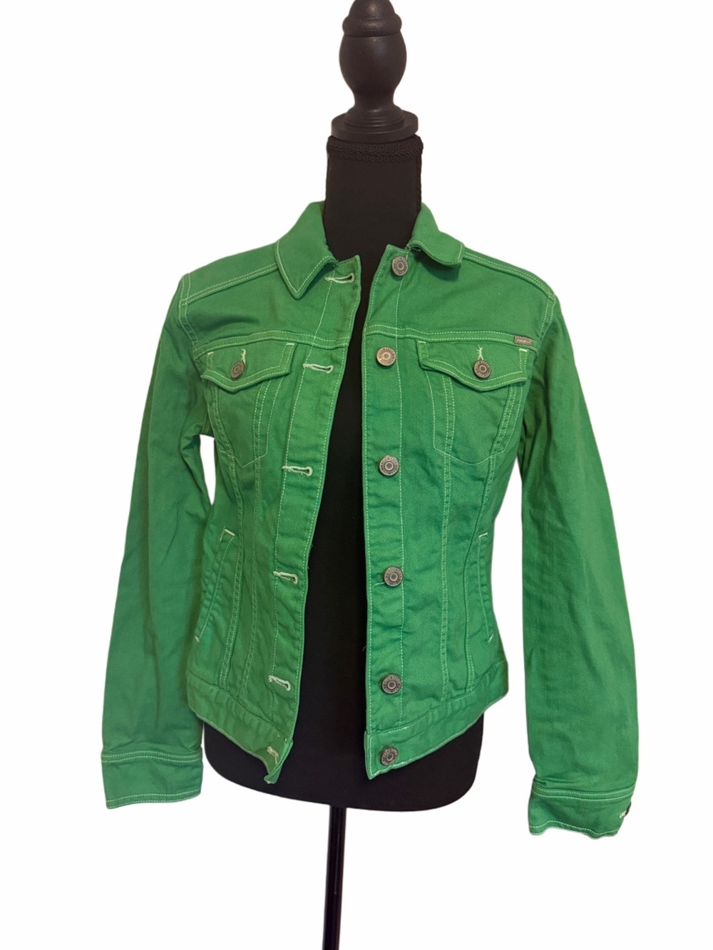 Eddie Bauer Green Denim Jacket - Button-Front Casual Jean Jacket